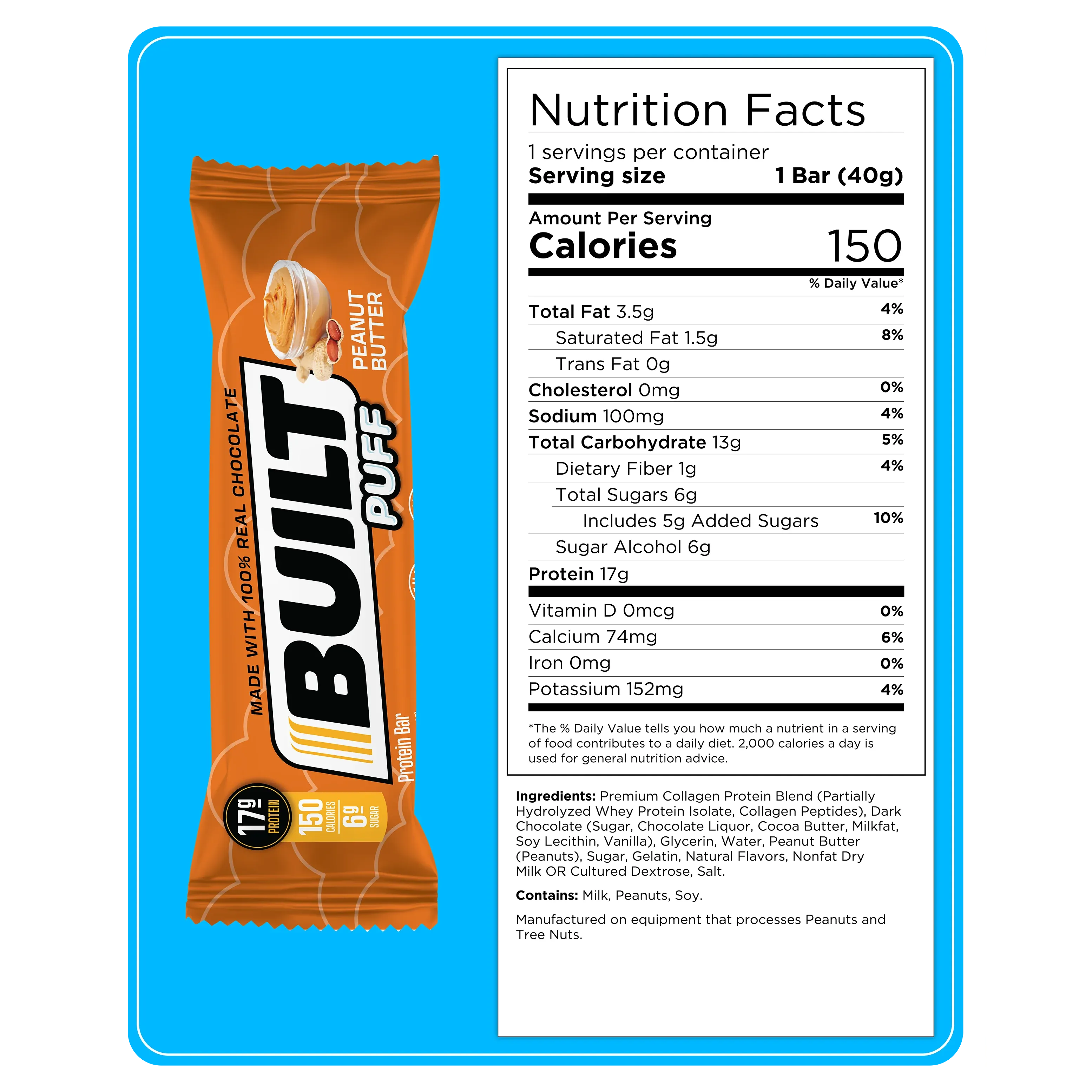 Built Protein Bar PUFFS 1 bar Built Bar Top Nutrition Canada