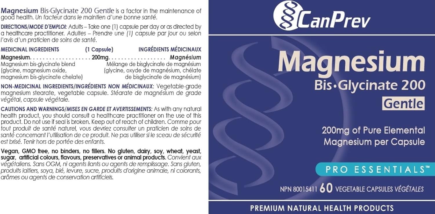 CanPrev Magnesium Bis-Glycinate 200 Gentle (60 capsules)