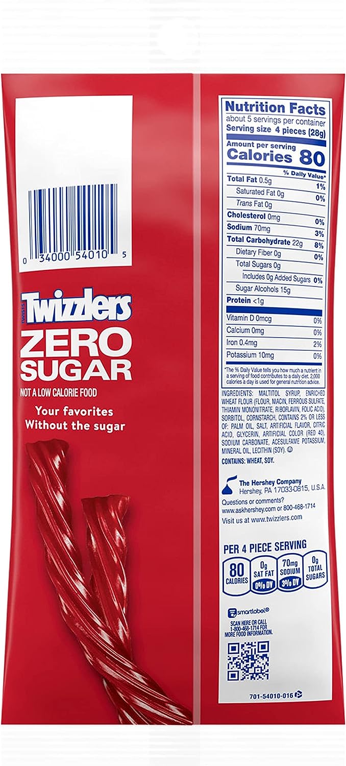 Hershey's Zero Sugar Strawberry Twizzlers 141g Hershey's Top Nutrition Canada