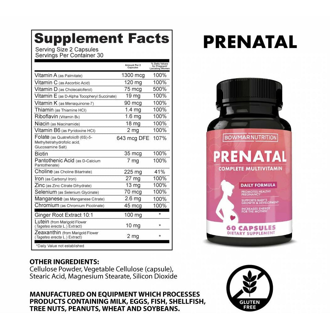 Bowmar Prenatal Multi Vitamin 60 capsules Bowmar Nutrition Top Nutrition Canada