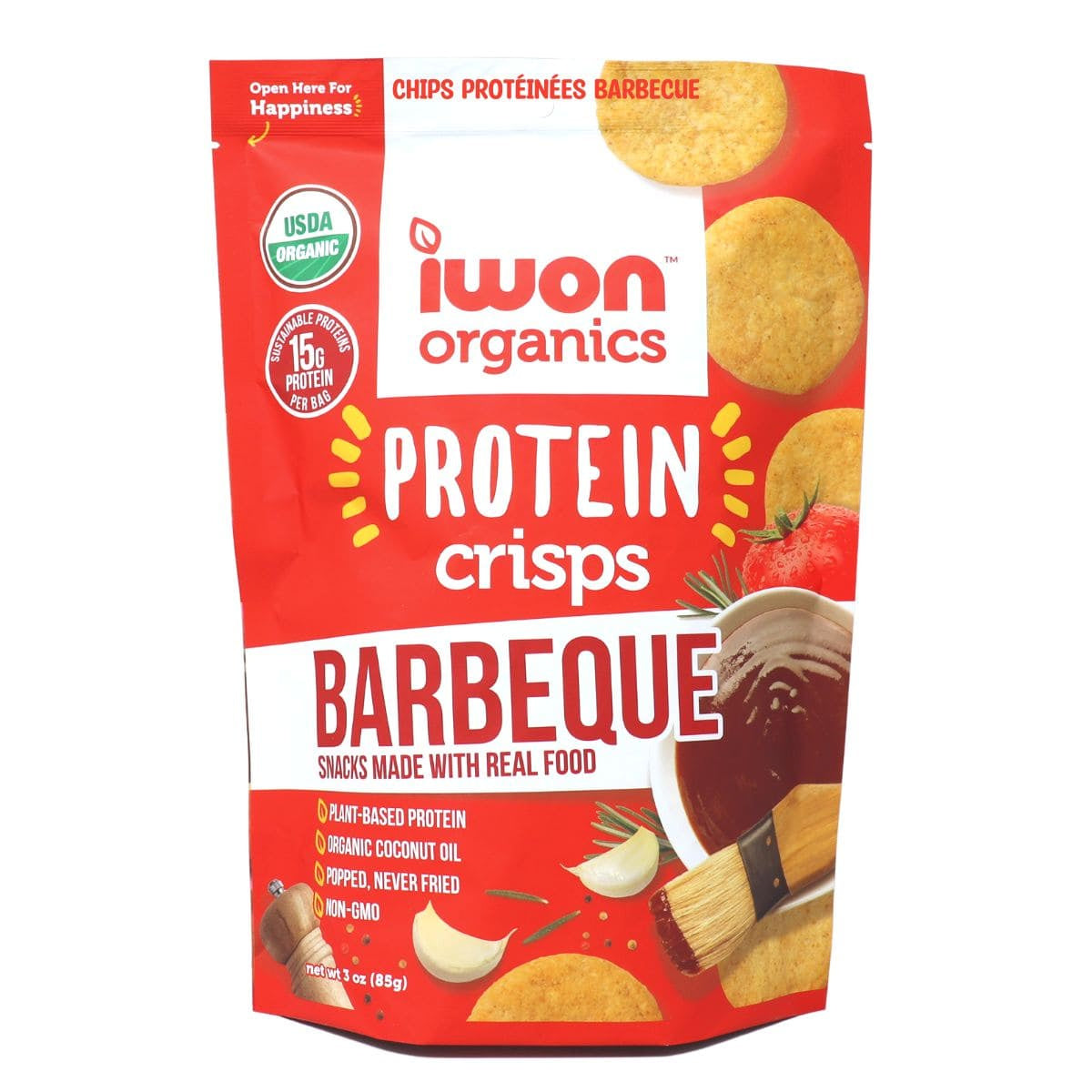 IWON Organics Vegan Protein Crisps 1 bag of 3 servings IWON Organics Top Nutrition Canada