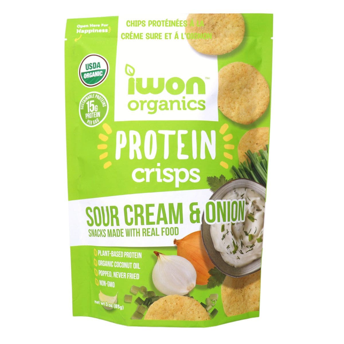 IWON Organics Vegan Protein Crisps 1 bag of 3 servings IWON Organics Top Nutrition Canada