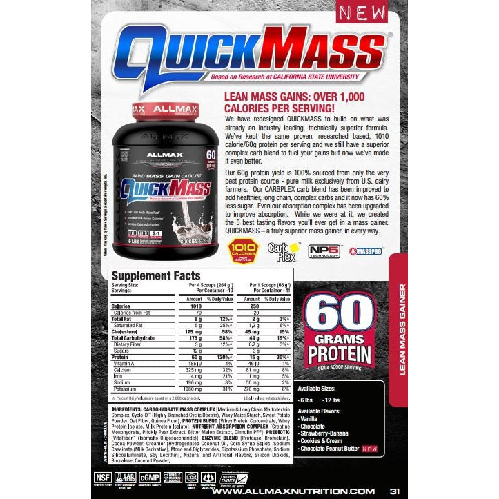 ALLMAX Quickmass 6 LBS Allmax Nutrition Top Nutrition Canada